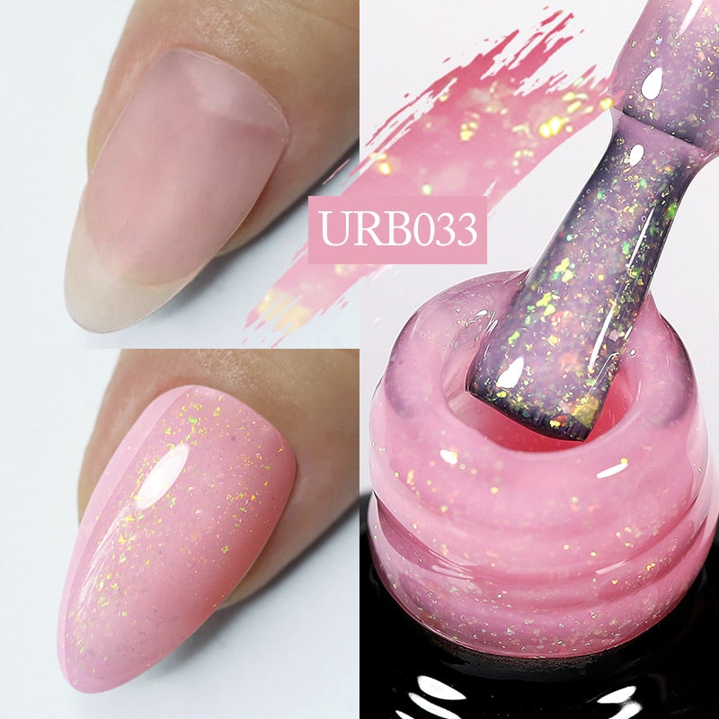 Aurora Rubber Gel Nail Iridescent Pearl Effect Metallic Mirror Nails Manicure Soak Off UV LED No Wipe Top Coat Base Gel