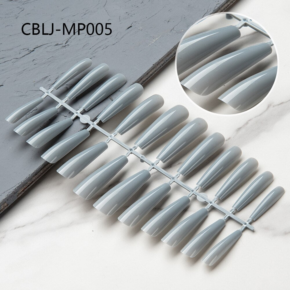 24Tips Extra Long Press on Nail XXL Coffin Ballerina Flat Shape False Nails Ultra Long Acrylic Full Cover Fake Nail Tips
