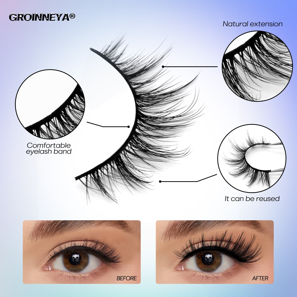 5 Pairs Eyelashes Manga Lashes Natural Cosplay False Lashes Fluffy Soft Cross Fairy Little Devil Lashes Extension
