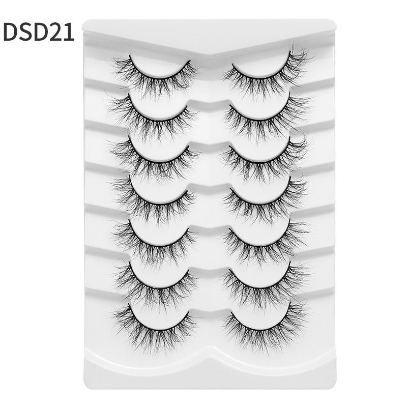 5/7/10Pairs Cat Eye Lash False Eyelashes Natural Faux Mink Eyelashes