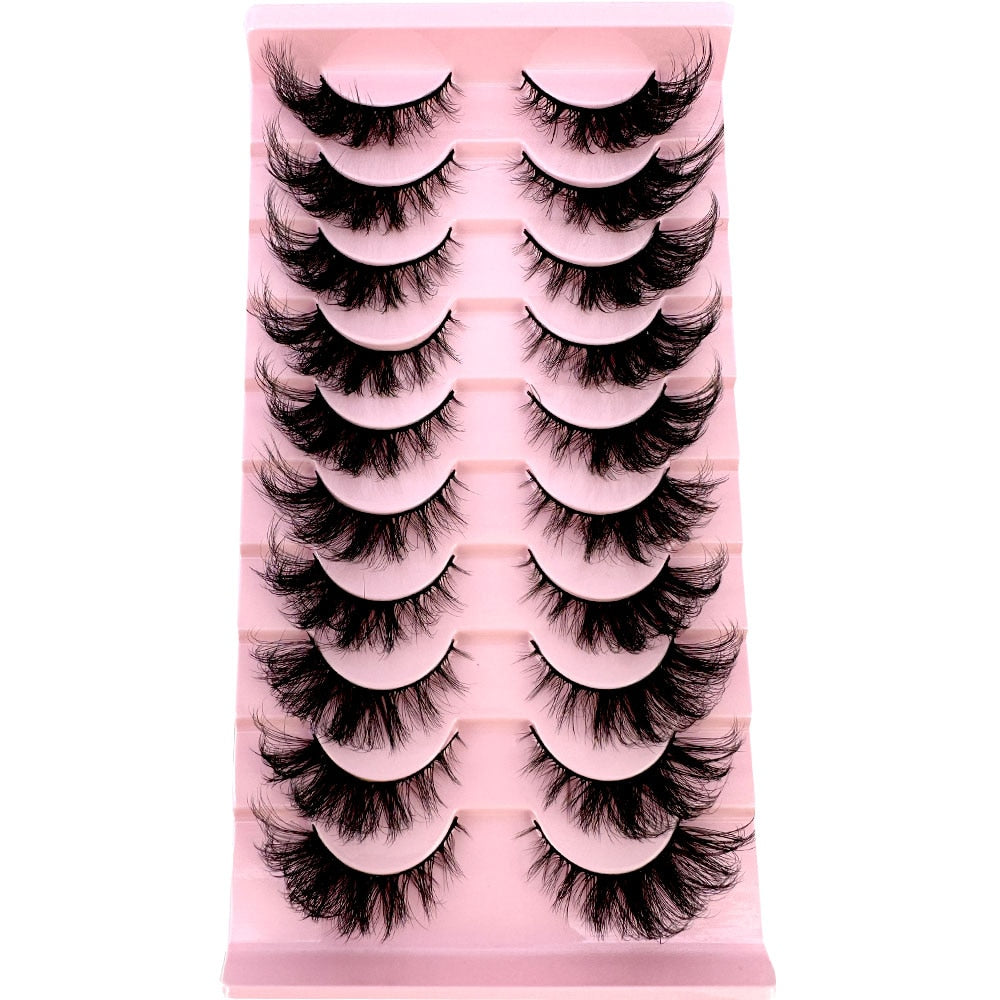 10Pairs False Eyelashes 6D Super Fluffy Wispy Faux Mink Eyelashes Cat Eye Dramatic Lashes Eyelash Extension