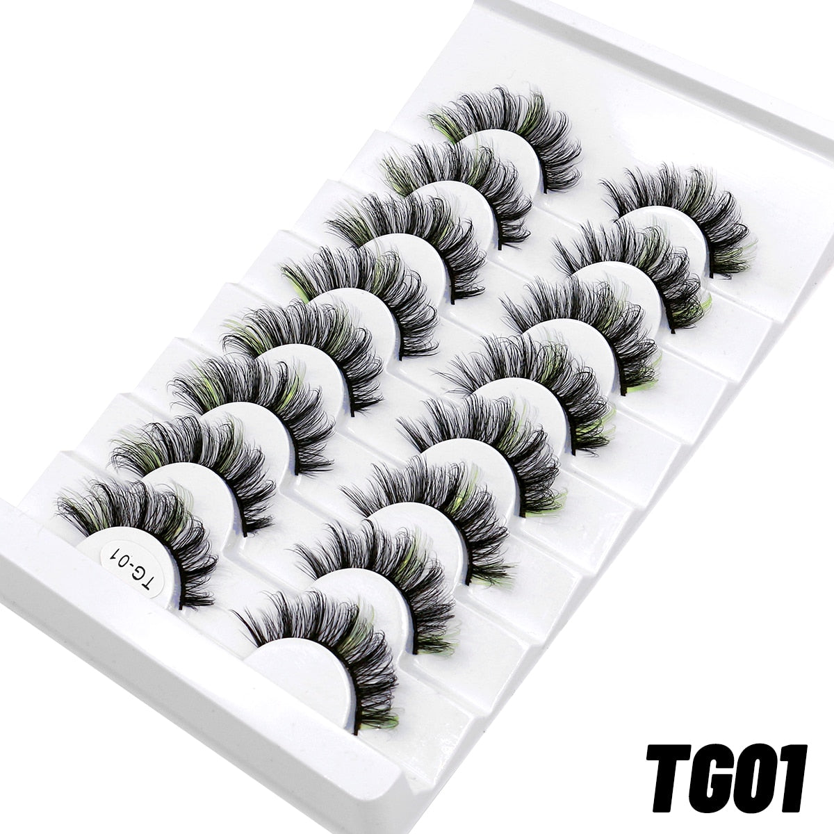 5/8pairs Colored Eyelashes Wispy Mink Lashes Natural Fluffy Cat Eye Lashes Strip 5D False Eyelashes