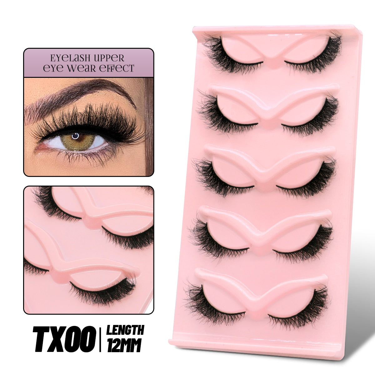 Cat EyeLashes 5 pairs Short Fluffy Eyelashes Soft Natural long Strip Lashes Winged End Eye Elongated Lashes