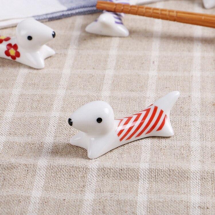 Japanese Style Underglaze Ceramic animals Chopstick Holder Tableware Restaurant Simple Oval Spoon Bracket Utensil For Kitchen