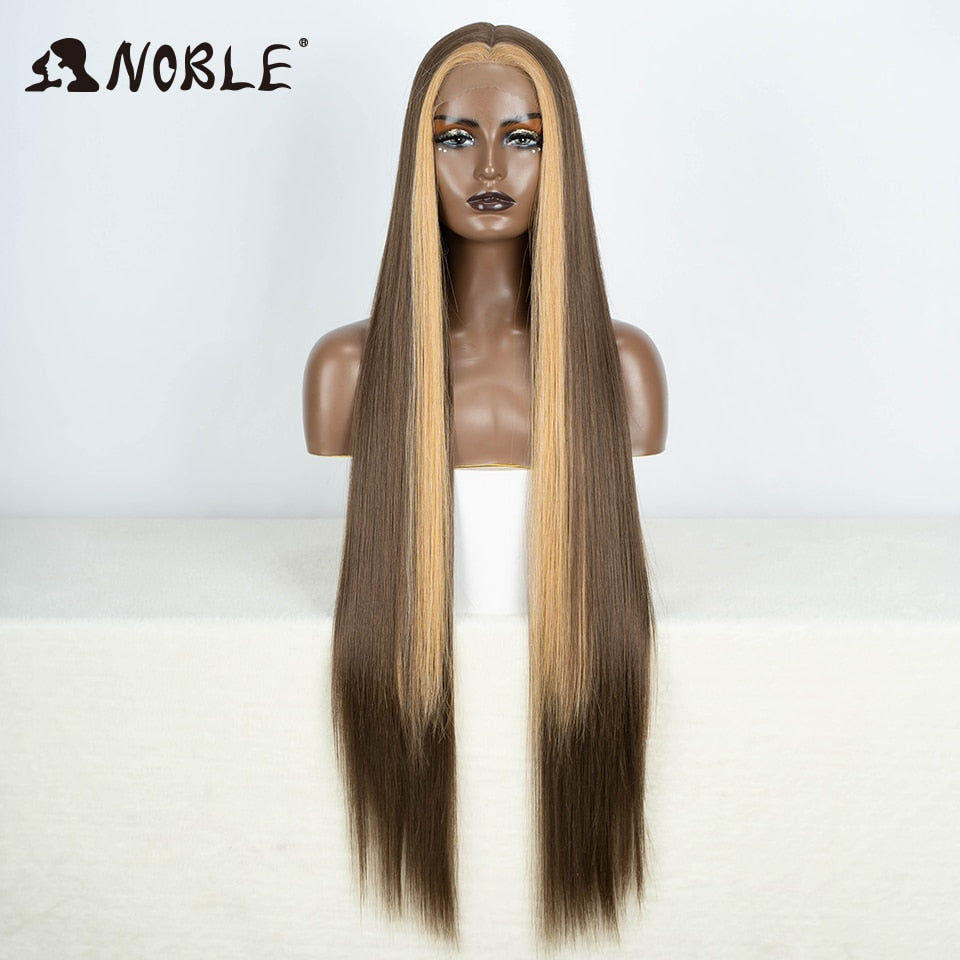 Noble Cosplay Wigs Straight Synthetic Lace WIg 38 Inch Ombre Blonde Lace Wig Cosplay Blonde Synthetic Lace Wig