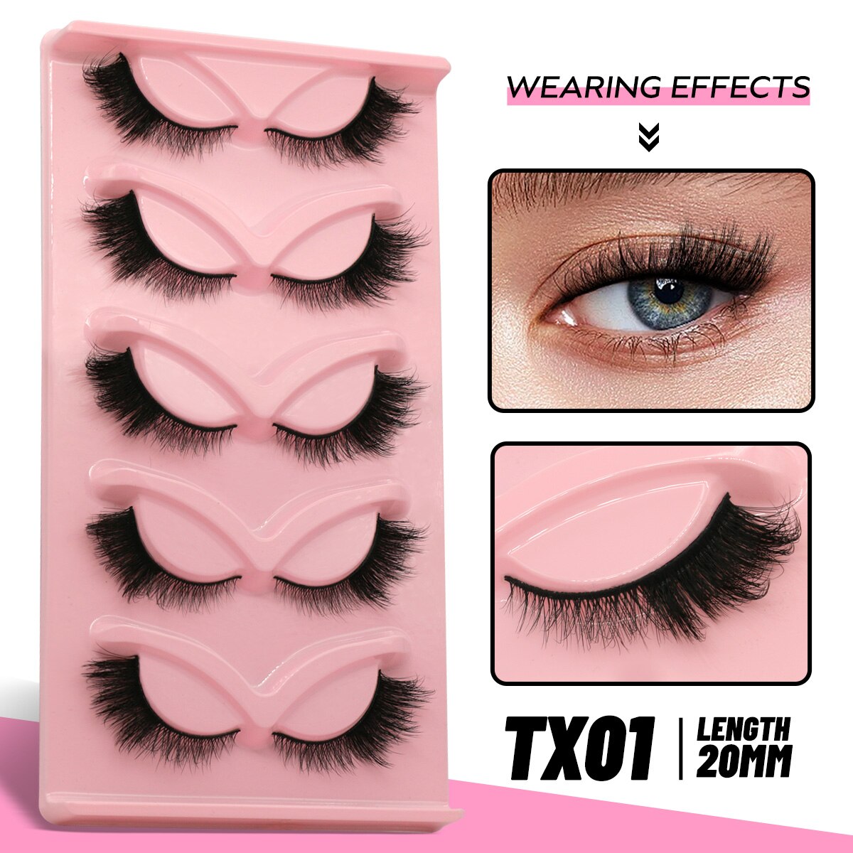 Cat Eye Lashes Faux Mink Eyelashes Natural long Manga Lashes Winged End Eye Elongated Eyelashes Fake Lashes