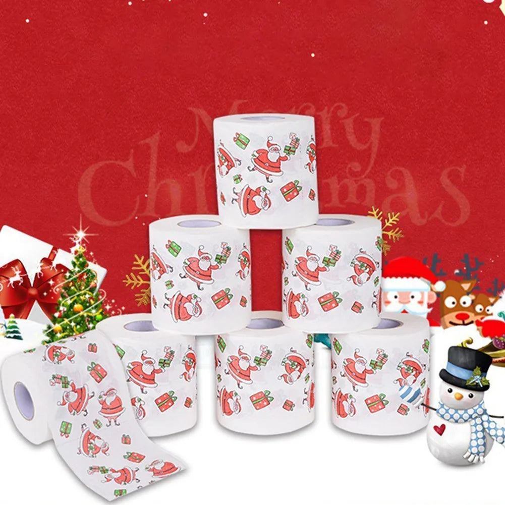 Christmas Pattern Series Roll Paper Christmas Decorations Prints Cute Toilet Paper Christmas Decorations For Home