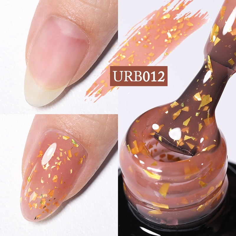 Aurora Rubber Gel Nail Iridescent Pearl Effect Metallic Mirror Nails Manicure Soak Off UV LED No Wipe Top Coat Base Gel