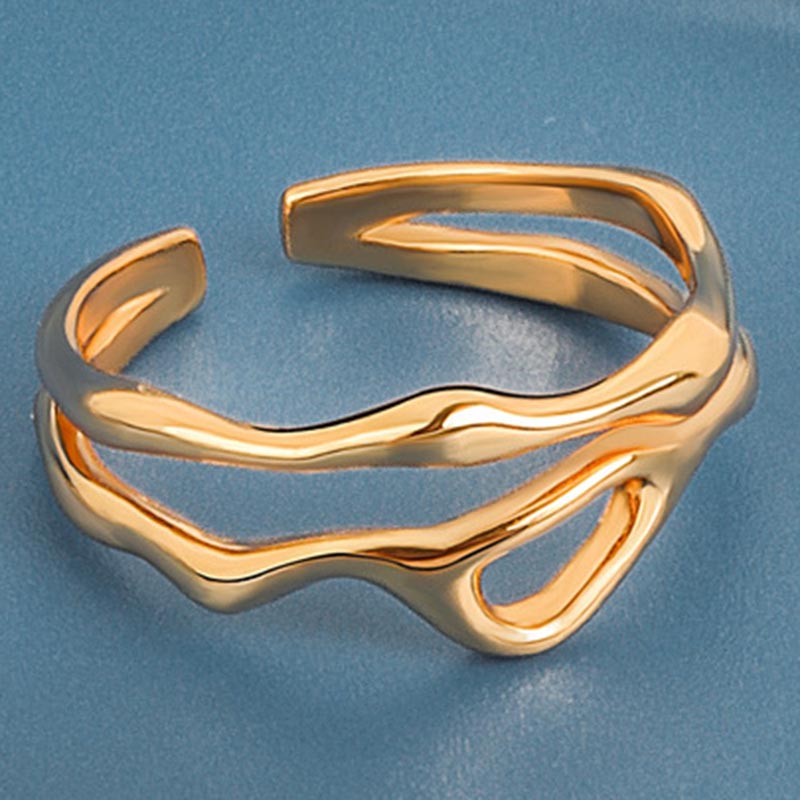 2pcs Geometric Adjustable Rings Set for Women Korean Style Fashion Couple Ring Party Bridal Jewelry Accessories