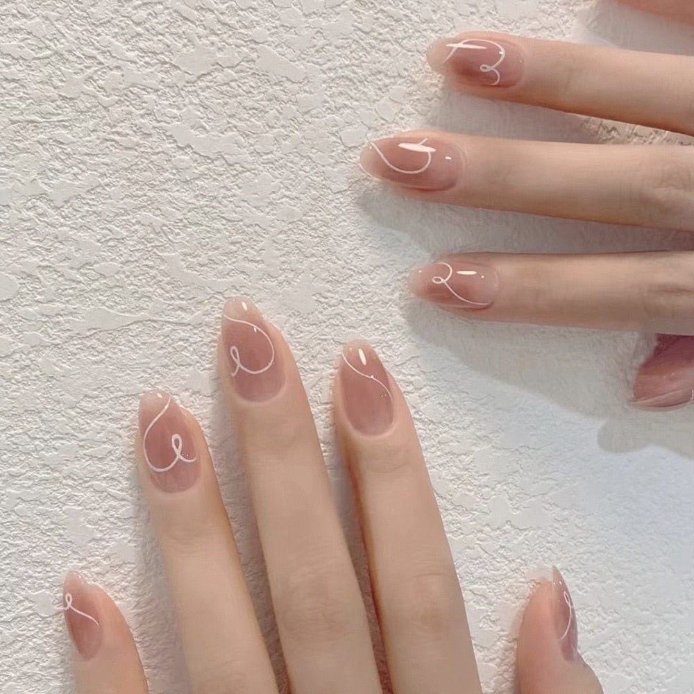24pcs Press on Nails Short Fake Nails with Glue Jelly Gradient Design Detachable Artificial Nail Acrylic Coffin False Nails Tips