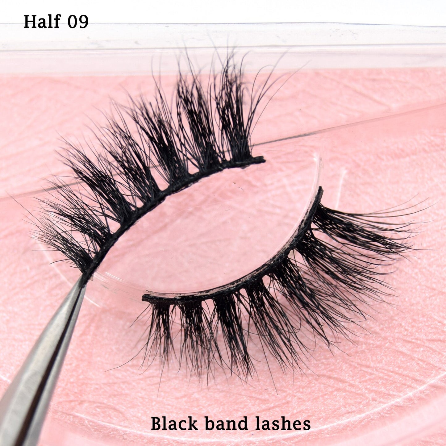 Half Lashes Transparent Stalk Invisible Band Mink Lashes Natual Wispy Half Mink eyelashes Reusable False Eyelashes