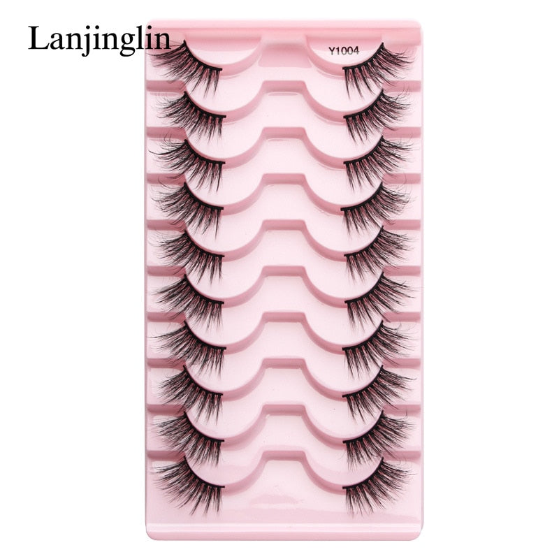 Half Eey Lashes 3/5/10 Pairs Faux Mink Lashes Natural False Eyelashes Wispy Fluffy Eyelash Extension