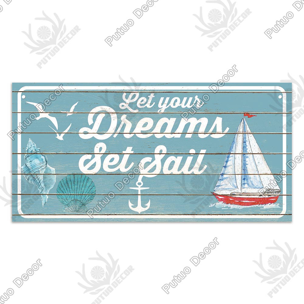 Putuo Decor Beach Home Signs Wood Wall Plaque Wooden Signs Welcome Decor Hanging Plate for Beach House Home Bedroom Tent Decor
