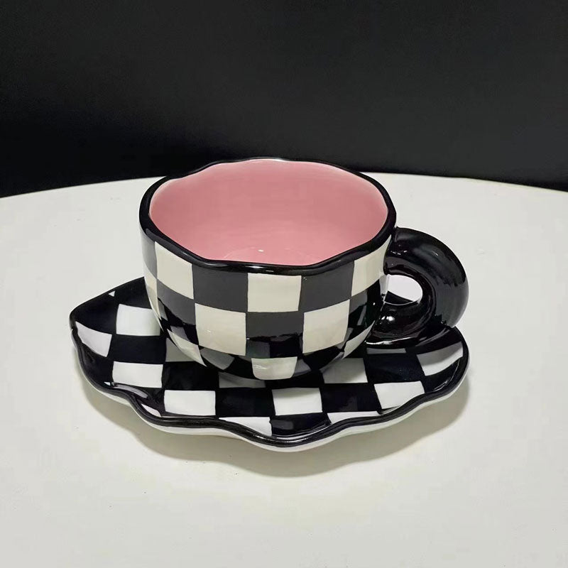 Japanese Hand Painted The Blue Sky and White Clouds Coffee Cup With Saucer Ceramic Handmade Tea Cup Saucer Set Cute Gift For Her