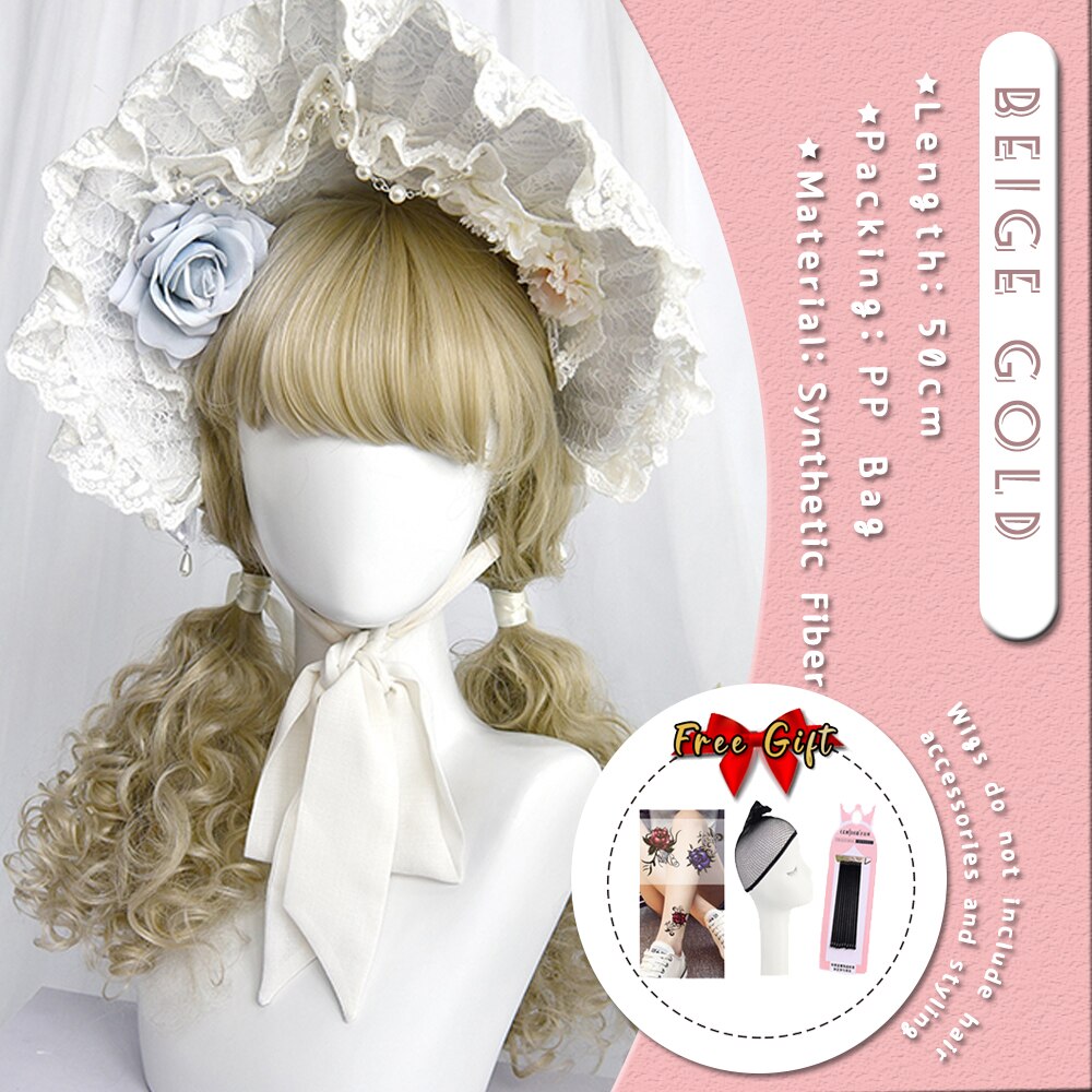 Extra Long Curly Hair with Bangs Cosplay Party Lolita Synthetic Wigs Heat Resistant Fiber