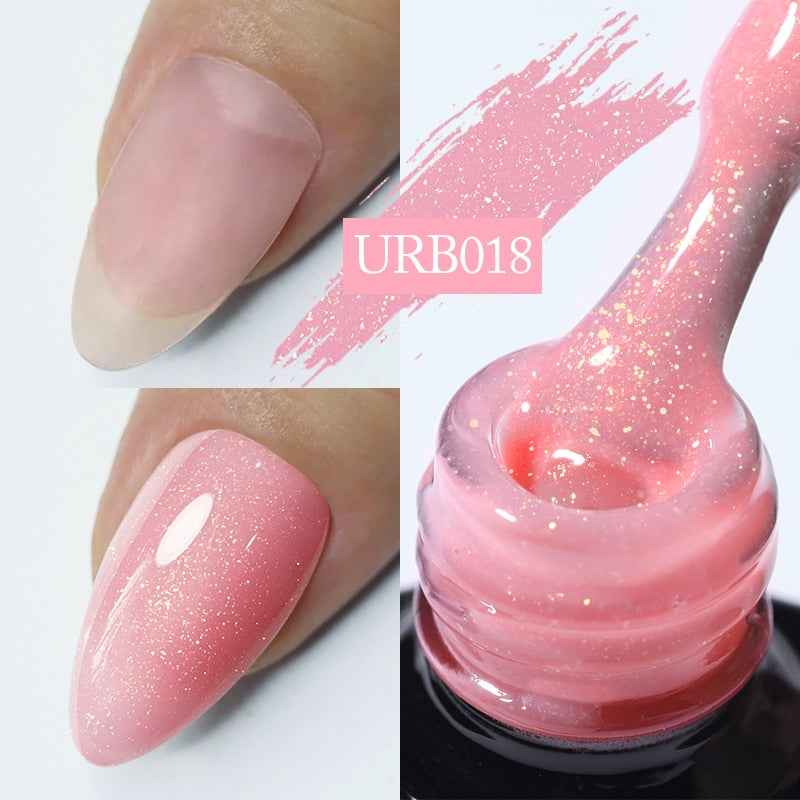 Aurora Rubber Gel Nail Iridescent Pearl Effect Metallic Mirror Nails Manicure Soak Off UV LED No Wipe Top Coat Base Gel