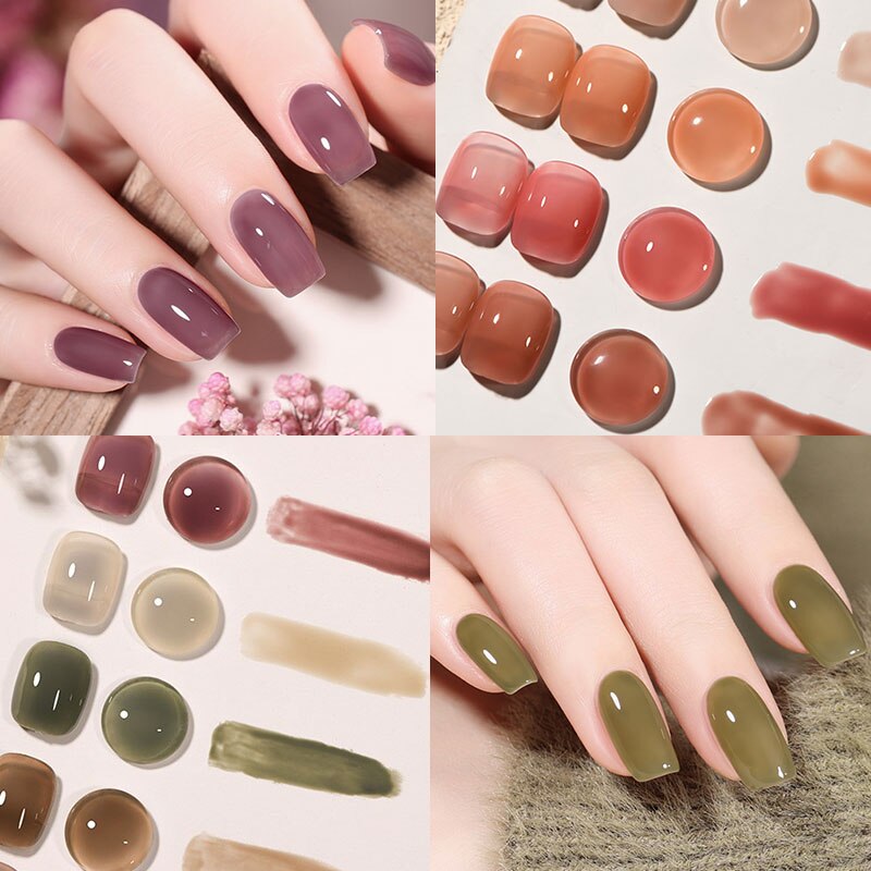 Jelly nude gel Nail Polish Pudding Translucent  Nude Gel Nail Polish UV Gel Semi Permanent Varnish 15ML Large Capacity Gel