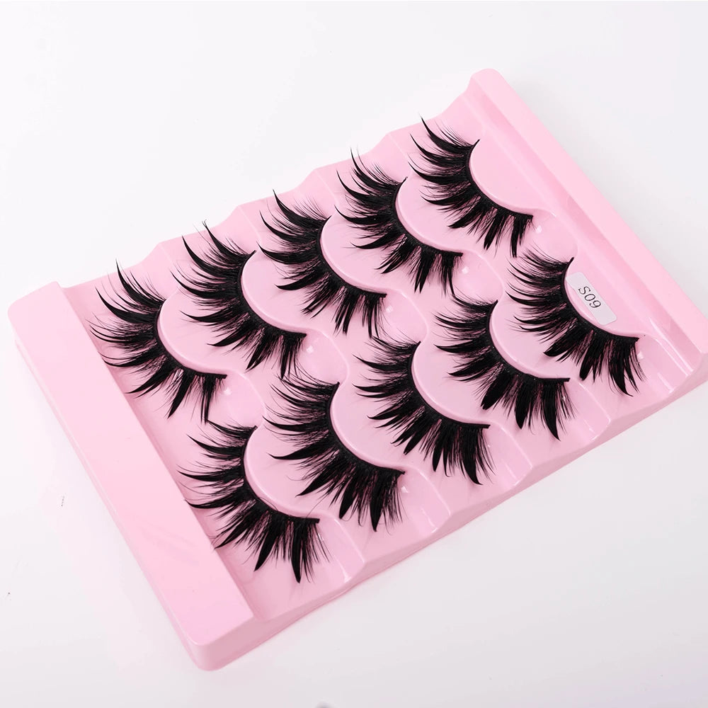 5 Pairs Wet False Eyelashes Naturally Wear False Eyelashes Everyday Sharp Tail Thick Simulation Cross