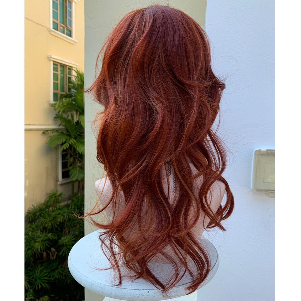synthetic long curly hair wavy female golden gradient blue purple pink color wig cosplay Lolita wig high temperature