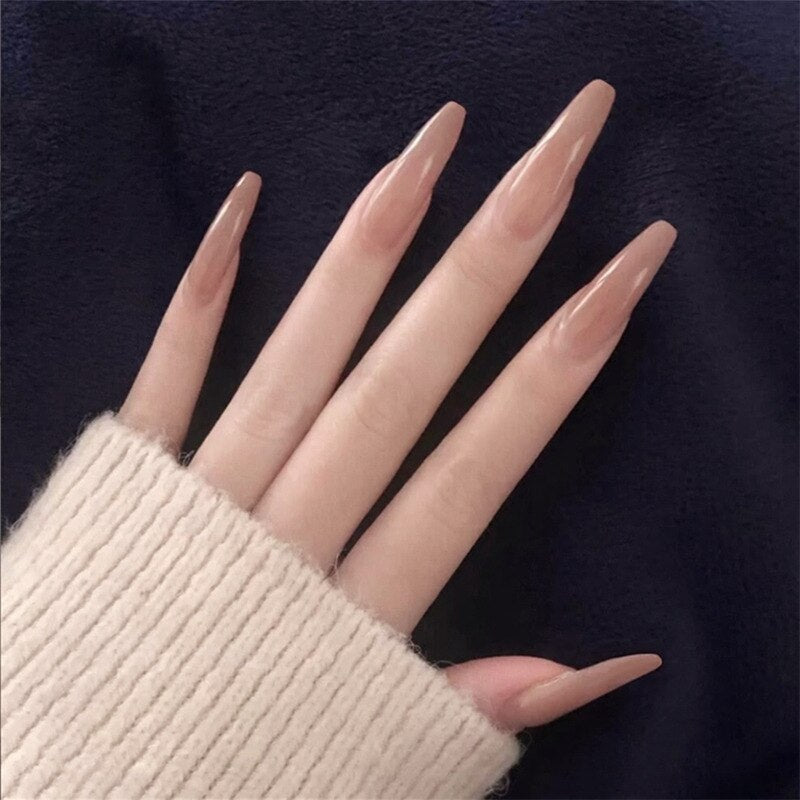 24pcs Press on Nails Short Fake Nails with Glue Jelly Gradient Design Detachable Artificial Nail Acrylic Coffin False Nails Tips
