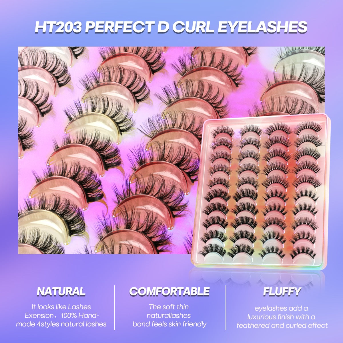 Russian Strip Lashes 5/10/20 Pairs Fluffy Mink Lashes 3D False Eyelashes Russian Eyelashes D Curl Fake Eyelashes