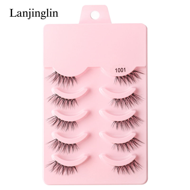 Half Eey Lashes 3/5/10 Pairs Faux Mink Lashes Natural False Eyelashes Wispy Fluffy Eyelash Extension