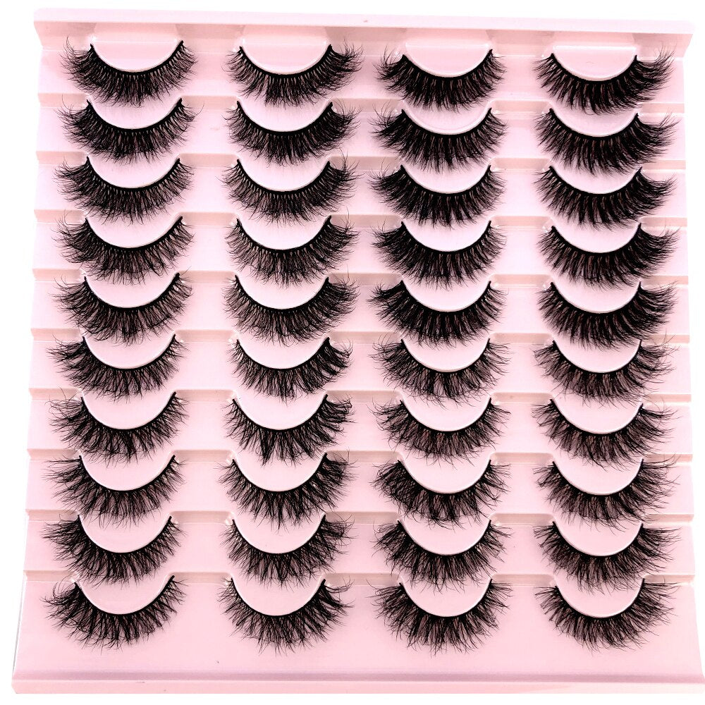 20 pairs 3D Mink Eyelashes Thick Natural False Eyelashes Crisscross Fake Eyelashes