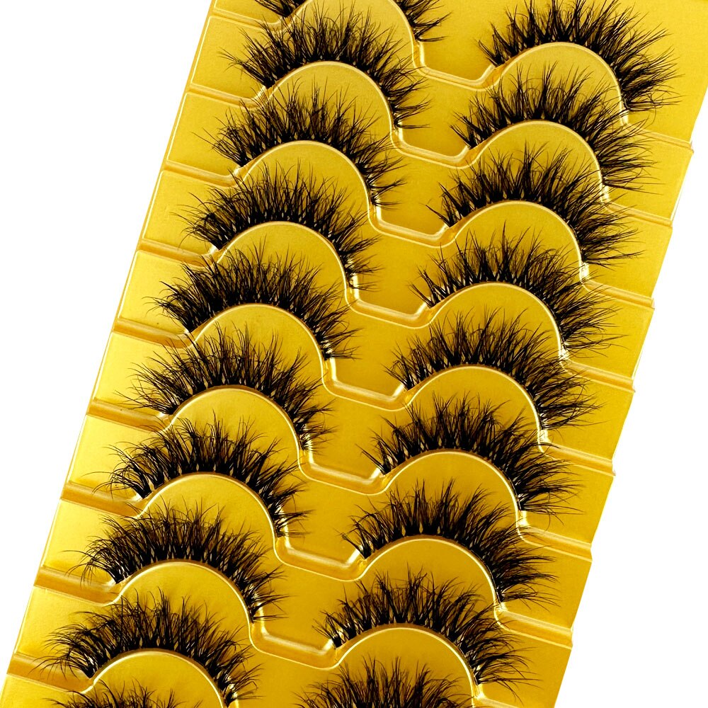 Manga Lashes 10 Pairs cosplay 3D Faux Mink Lashes Natural short Full Strip Lashes Clear Band Natural Eyelashes Extension