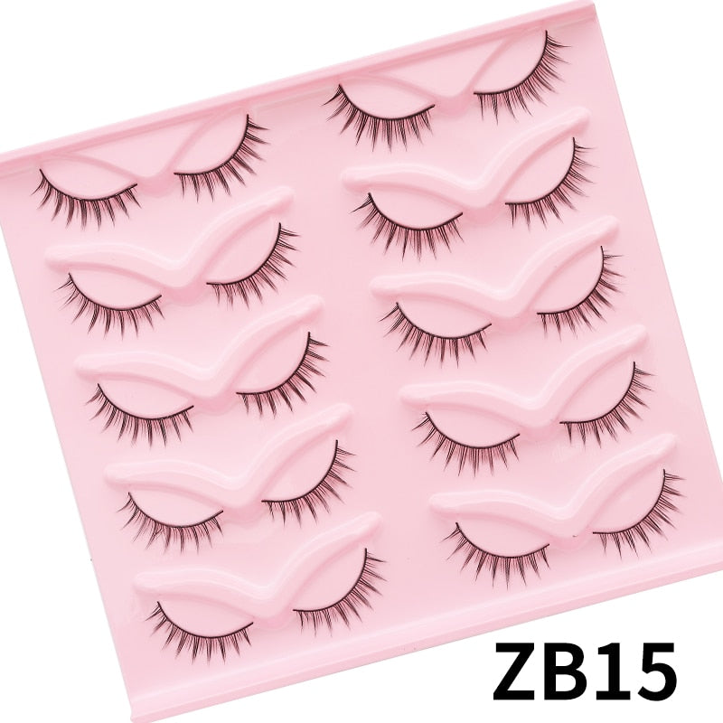5/7/10Pairs Cat Eye Lash False Eyelashes Natural Faux Mink Eyelashes