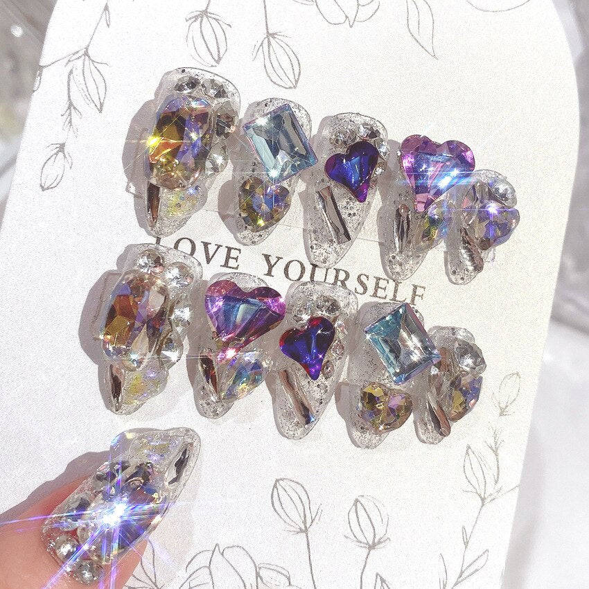 24pcs Butterfly decorated false nails Removable Long Paragraph Manicure fake nail tips full cover acrylic for girls nail