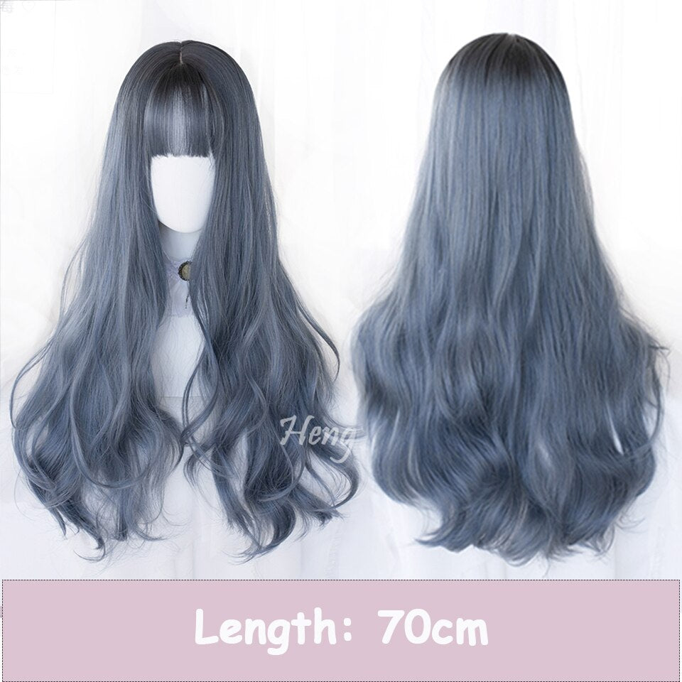 Synthetic Long Wavy Women Light Pink Gradient Mixed Color Lolita Cosplay Heat Resistant Party Wig