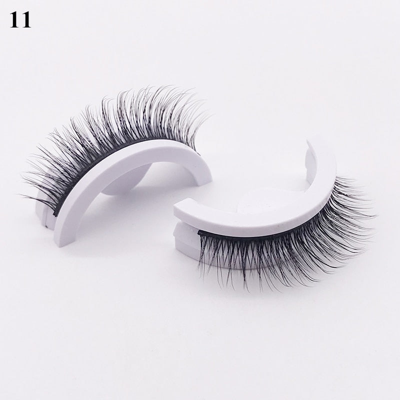 1 pair Self-adhesive False Eyelashes Glue Free 3D Strip Reusable Lashes Extension 3 Seconds To Wear Faux Mink Eyelash