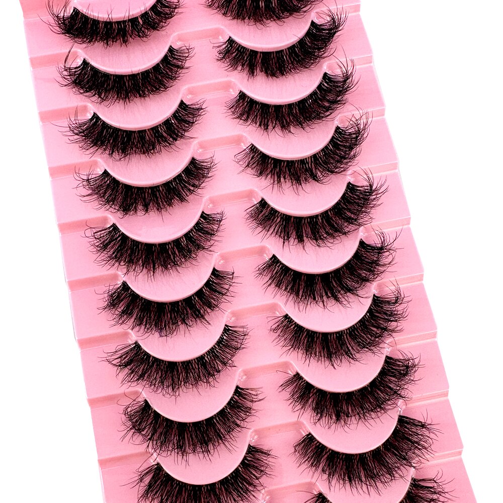 10 Pairs3D Mink Invisible Lash Handmade Crisscross Eyelashes Clear Band Soft Strip Eyelash Natural Long Wispy False Lashes