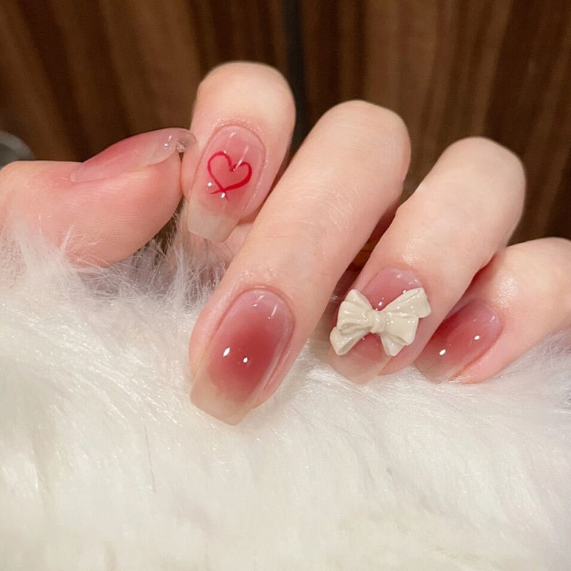 24Pcs False Nails Coffin Almond Artificial Fake Nails with glue Full Cover Nail Tips Press On Nails Manicure