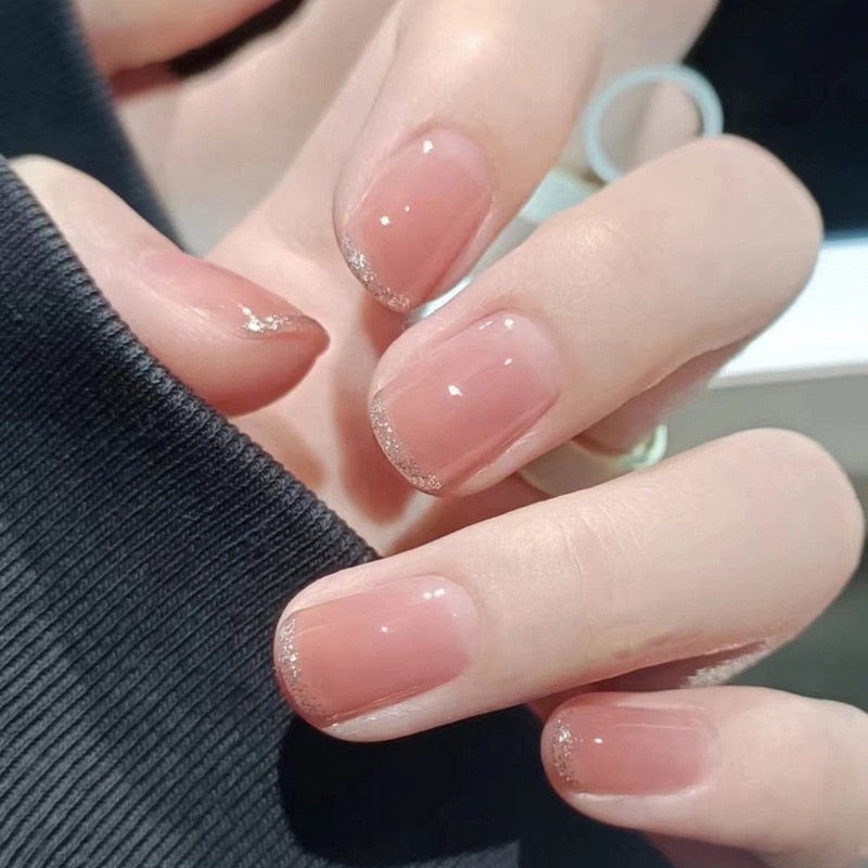 24Pcs False Nails Coffin Almond Artificial Fake Nails with glue Full Cover Nail Tips Press On Nails Manicure