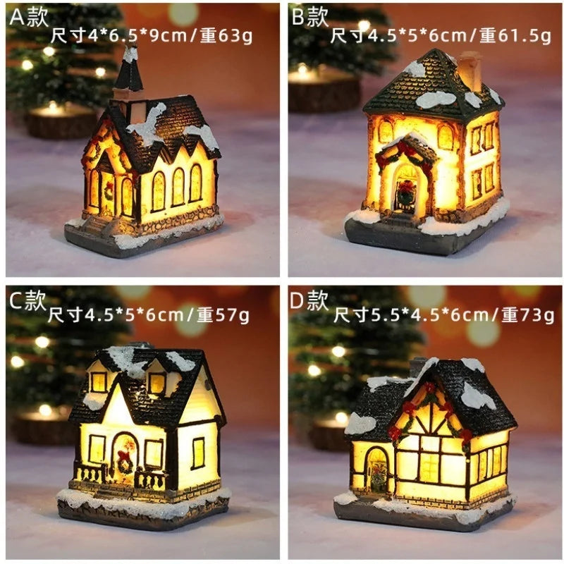 Christmas decoration LED micro -landscape resin house desktop decoration festive gift