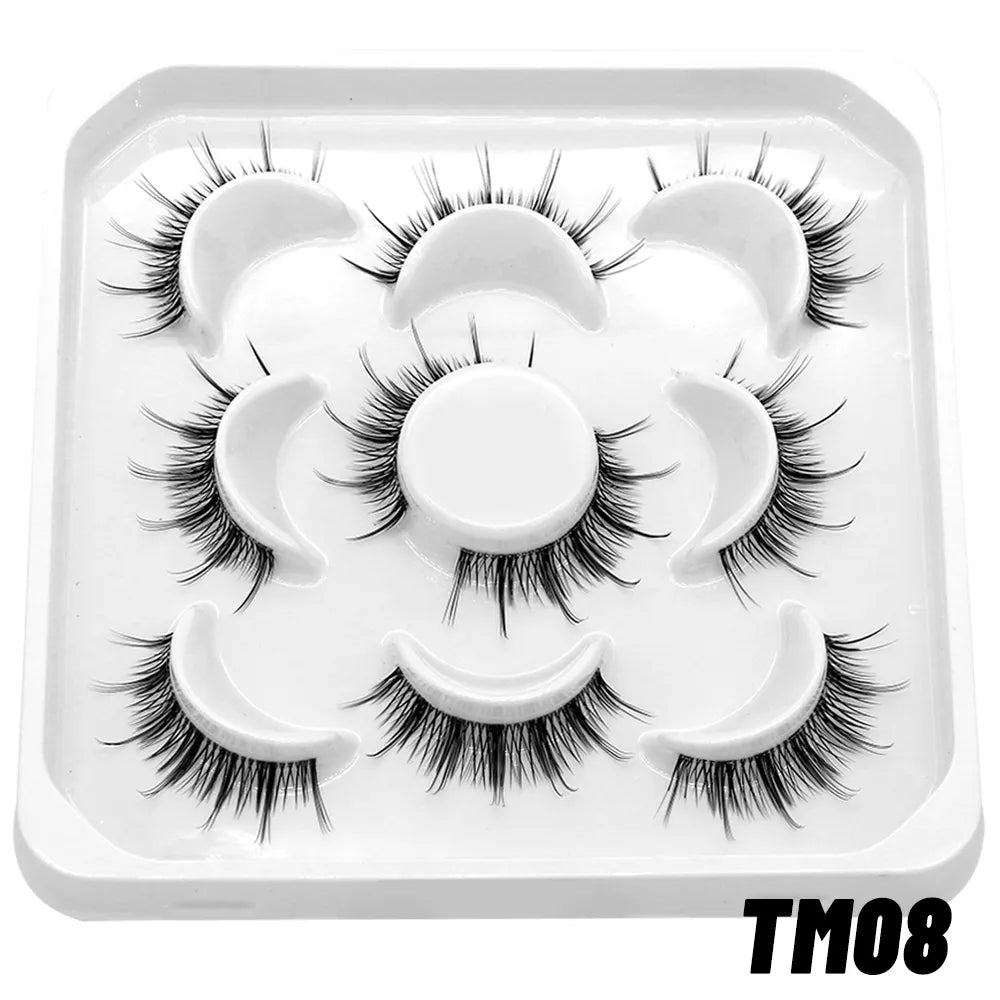 Clear Eyelash Manga  Lashes False 5/10 Pairs Eyelashes Cat-Eye Natural Fluffy 3D Faux Mink Lashes Wispy Lashes