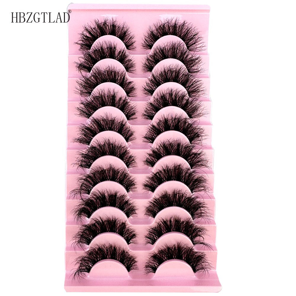 10pairs Mink Eyelashes Invisible Band Lash Extension Natural False Eyelashes Cross Cluster Fairy 3D Faux Big Eye Long Fake Lashes