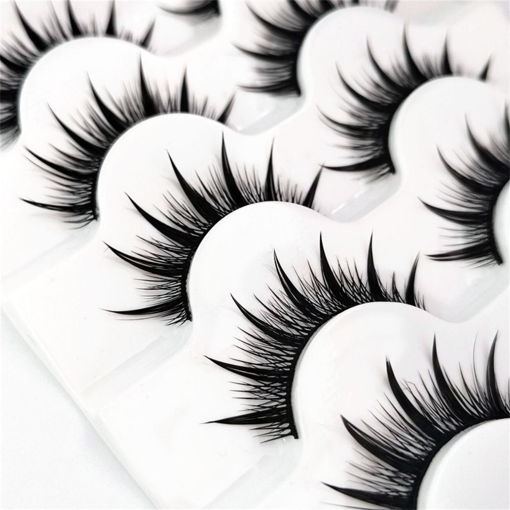 5 Pairs Wet Eyelashes 3D Faux Mink Eyelashes Thai Eyelashes Handmade Craft Long Fluffy Lashes Eye Cruelty-free