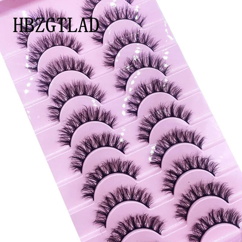 Fluffy 10 Pairs Faux Mink False Eyelashes Natural Long Lashes Crisscross Wispy Fake Eyelashes Extension