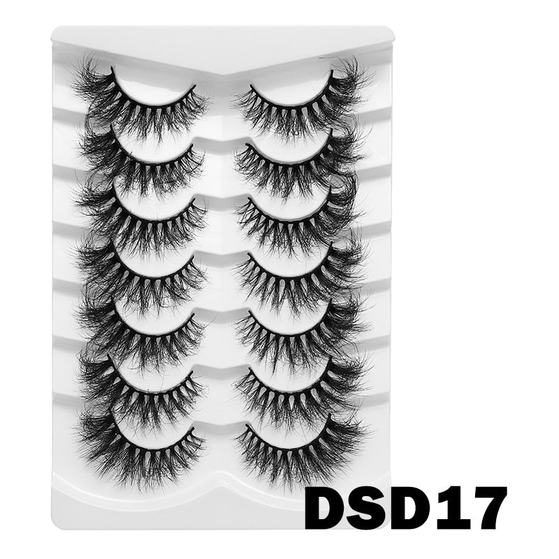 5/7/10Pairs Cat Eye Lash False Eyelashes Natural Faux Mink Eyelashes