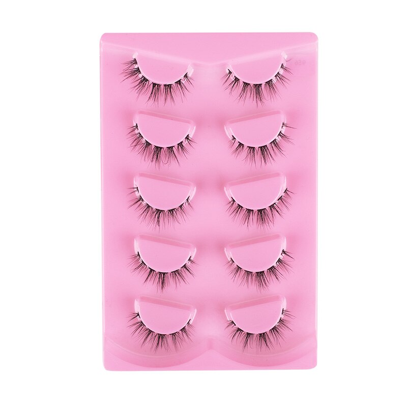 5pairs Lashes Manga Lashes 3D Clear Band Lashes Natural Look Wispy Mink Eyelashes Fluffy Cat Eye Lashes individual Eyelashes