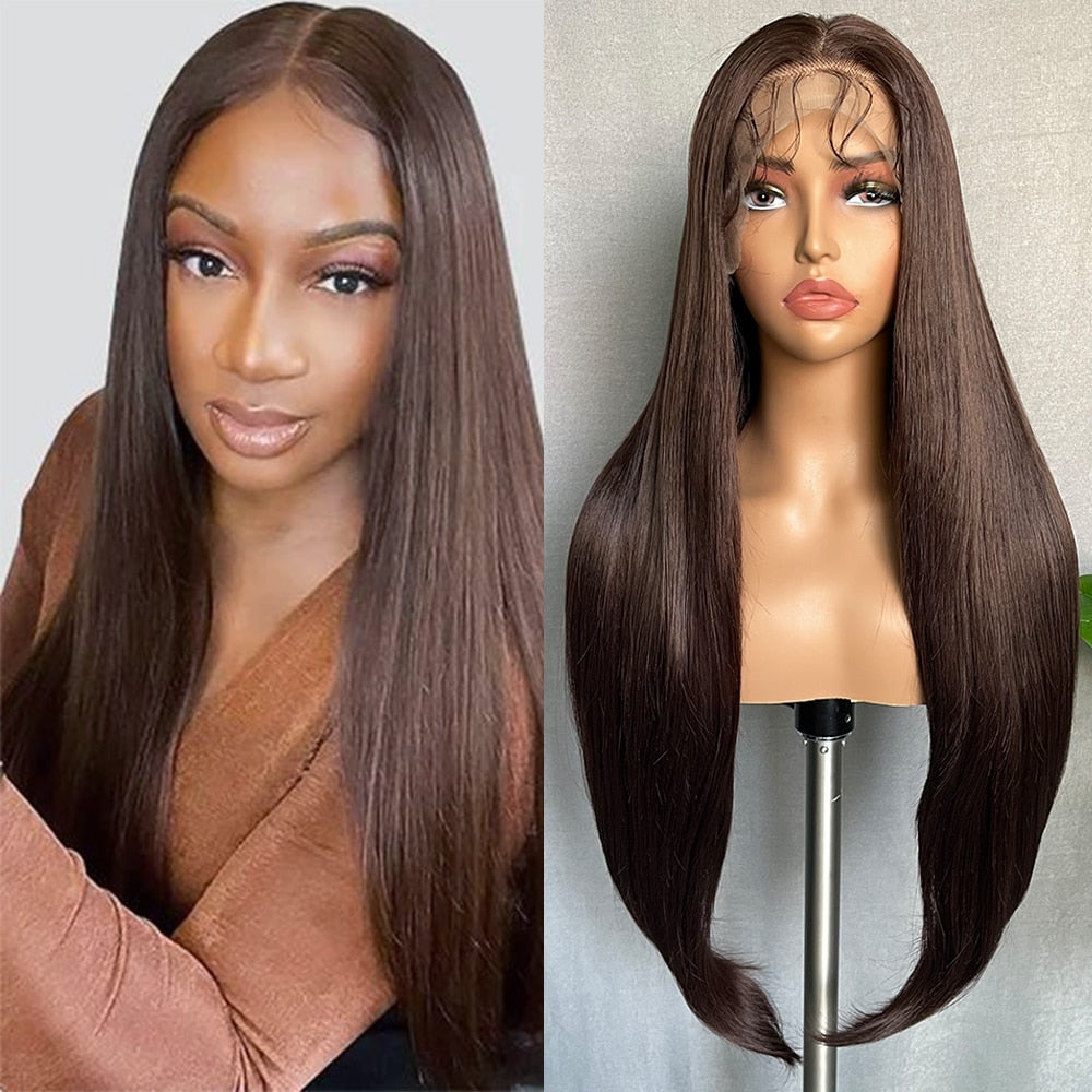 6x13 4x13 Synthetic Lace Front Wigs 32 Inches Long Body Wave Fluffy Trendy Wig for Black Women Pre Plucked with Baby Hair