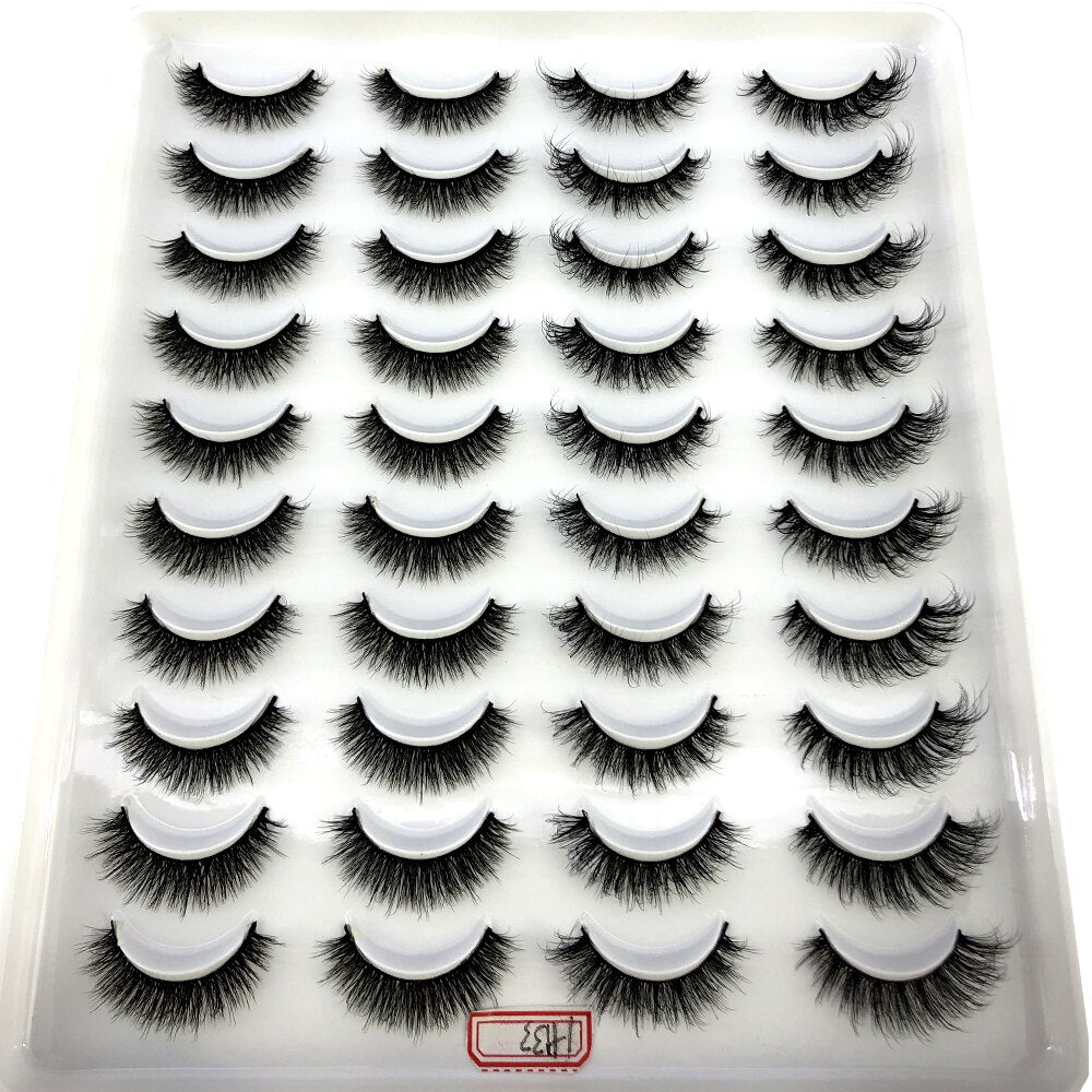 20 Pairs Fake Eyelashes Natural Cils Thick False Eyelashes Cross Eye Lashes Reusable Eyelash Curler