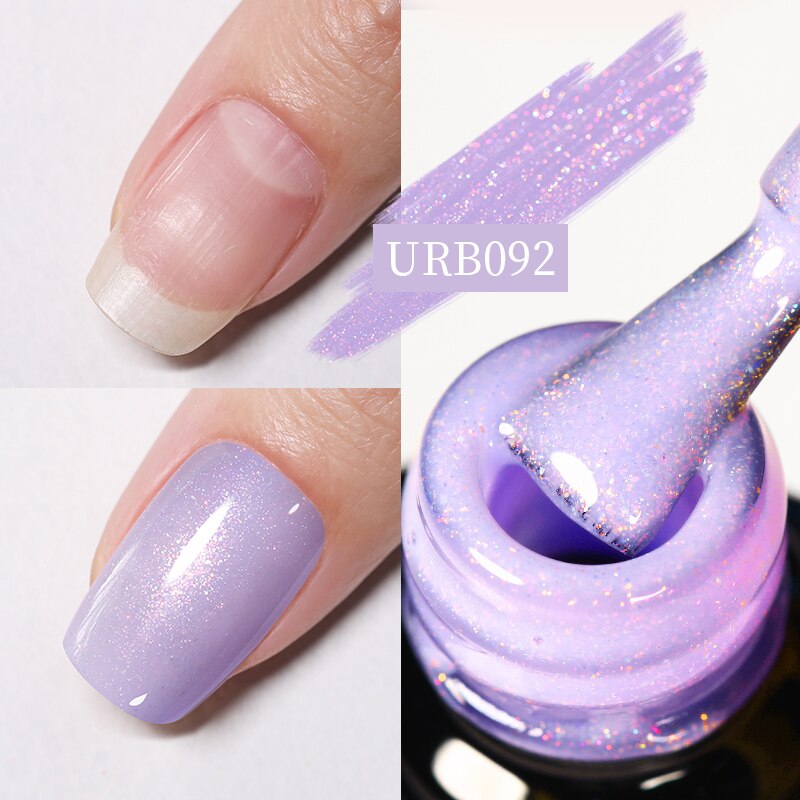 Aurora Rubber Gel Nail Iridescent Pearl Effect Metallic Mirror Nails Manicure Soak Off UV LED No Wipe Top Coat Base Gel