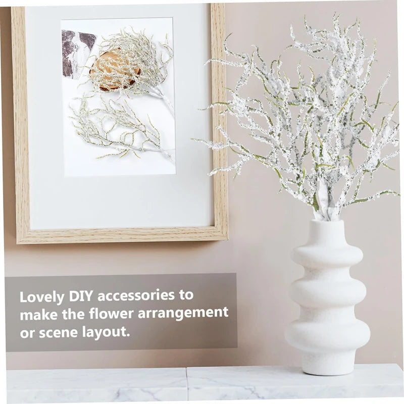 6PCS Artificial Plants DIY Christmas Wreath Home Decor Wedding Party Decorative Flowers Vase Ornamental Flowerpot Fake PE Branch