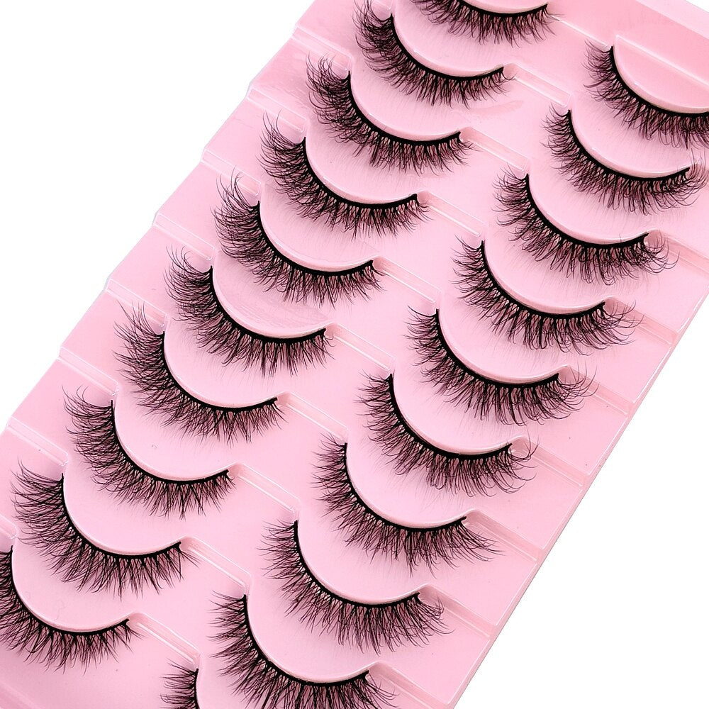 10Pairs 3D Faux Mink Hair False Eyelashes Natural Messy Eyelash Crisscross Wispy Fluffy Lashes Extension Big Eye Fake Lashes