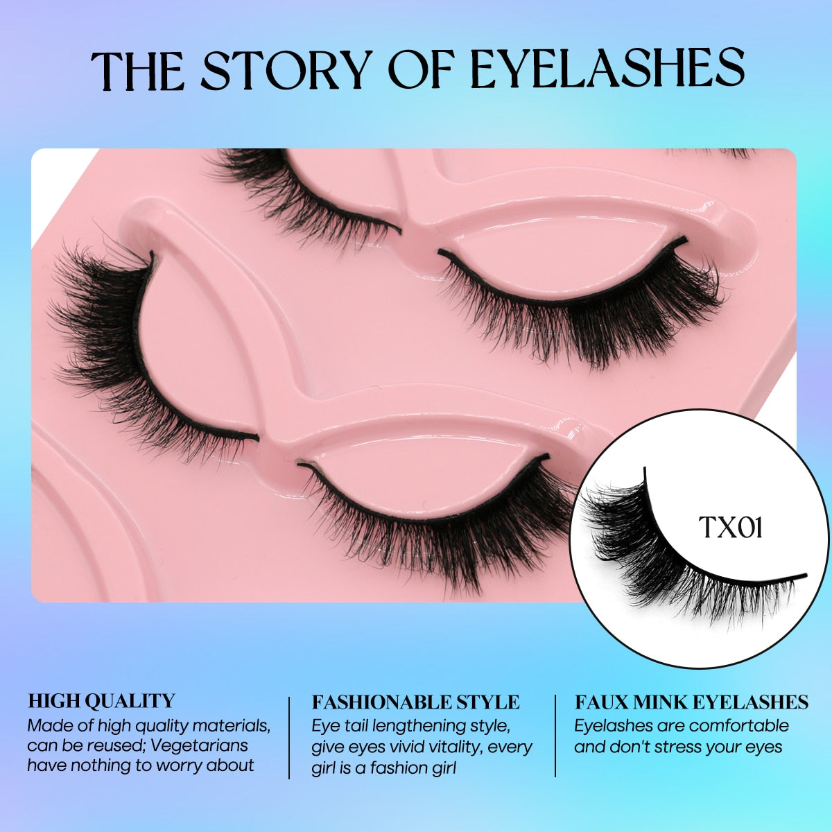 5/7 Cat Eye 3D Mink Lashes Natural Eyelashes Winged End Eye Elongated  False Eyelashes lashes Extension