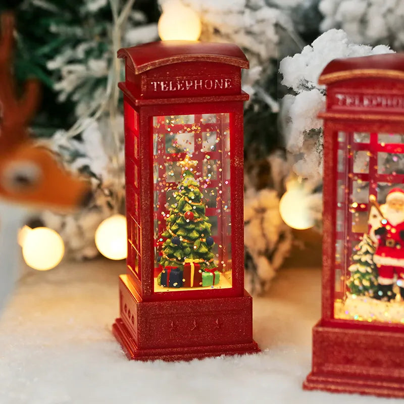 Christmas phone booth light table for the elderly decorated with Christmas tree ornaments snowman home decoration accessories