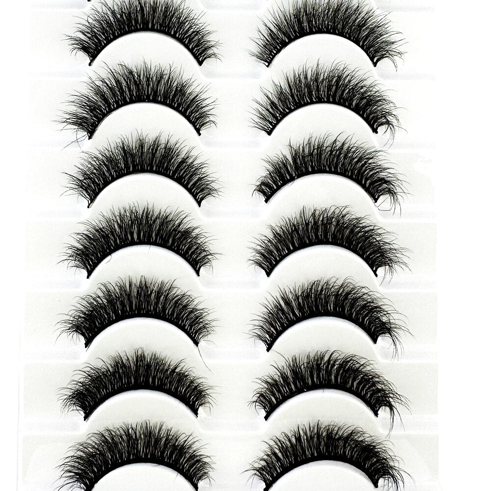 10Pairs False Eyelashes 6D Super Fluffy Wispy Faux Mink Eyelashes Cat Eye Dramatic Lashes Eyelash Extension